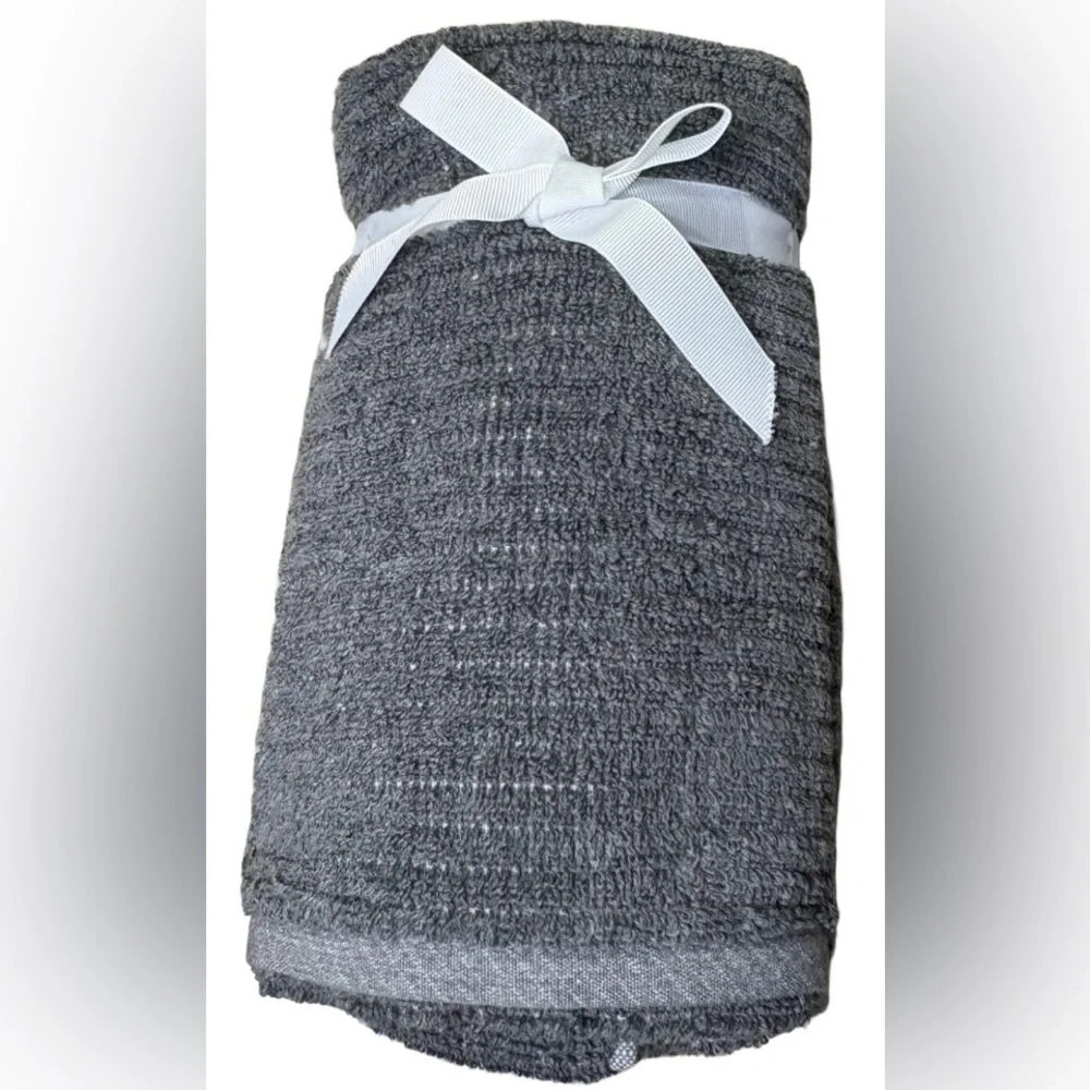 ECO-MELANGE NEW 2pc rayon from bamboo ribbed hand towel set -gray